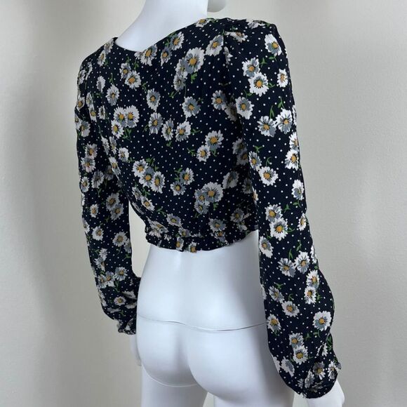 Zara Women Size S Cropped Floral Polka Dot Long Sleeve NEW Top Festival Y2K Boho - Picture 14 of 15